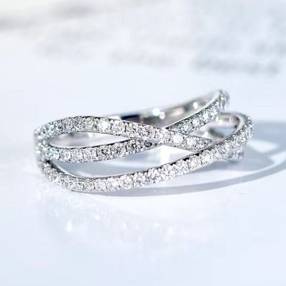 925 Sterling Silver Cubic Zirconia Cross Ring Size 6.5 - Picture 6 of 8